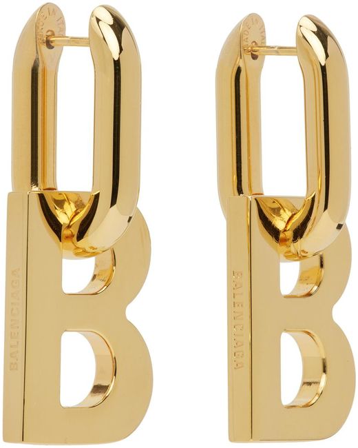 Balenciaga Metallic Xs B Chain Earrings