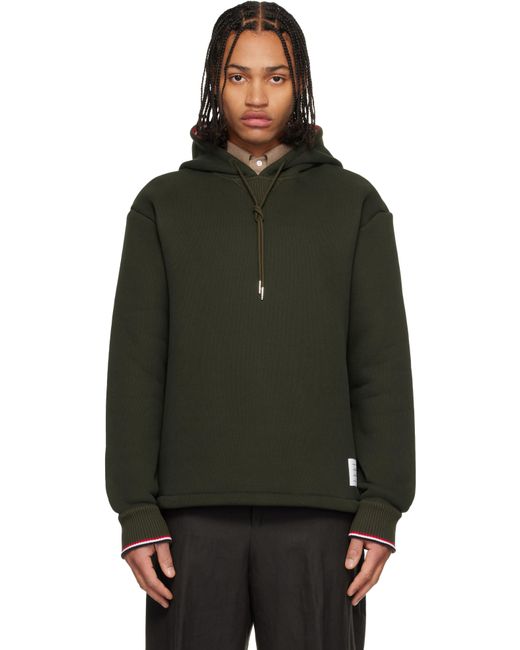 Pull À Capuche Surdimensionné Kaki En Jersey Bouclette À Rayures Tricolores Thom Browne pour homme en coloris Black