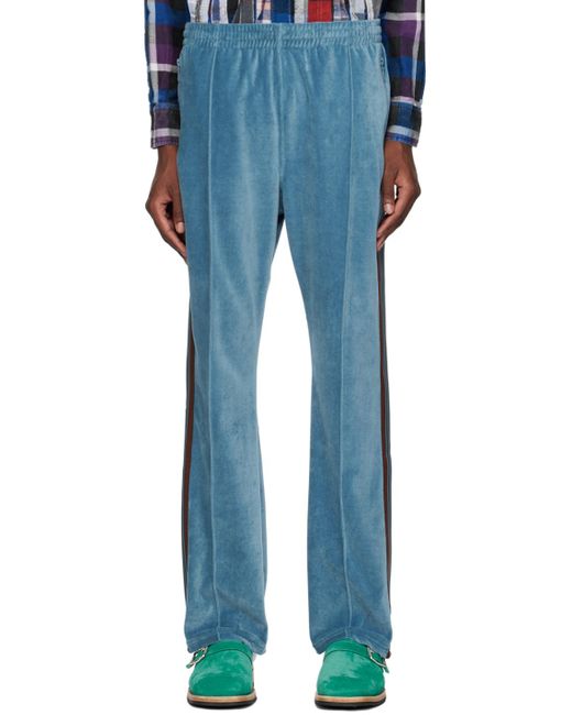 Needles Blue Embroidered Track Pants for men