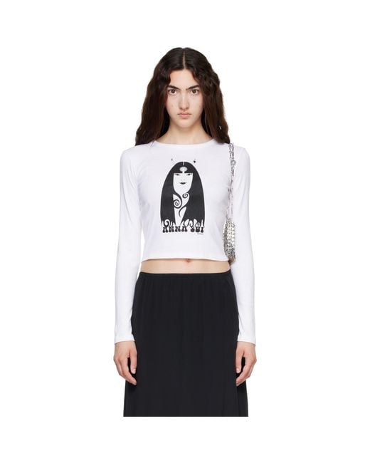 Anna Sui White Devil Long Sleeve T-Shirt