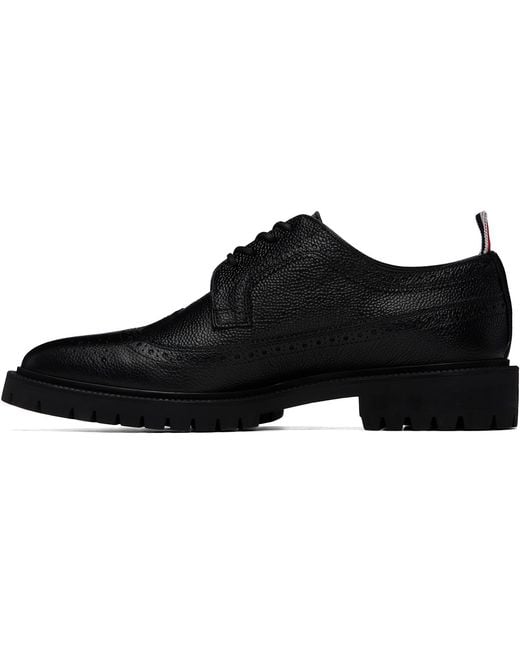 Thom Browne Black Pebble Grain Leather Longwing Brogues for men