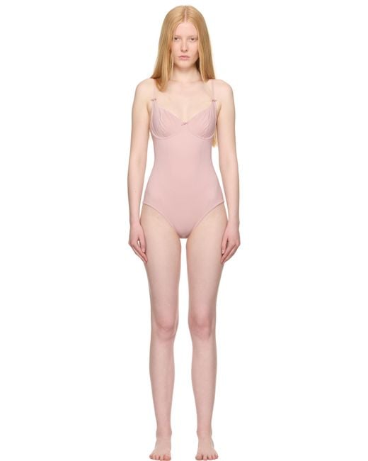 Skims Pink Retro Shapewear Unlined Demi Brief Bodysuit