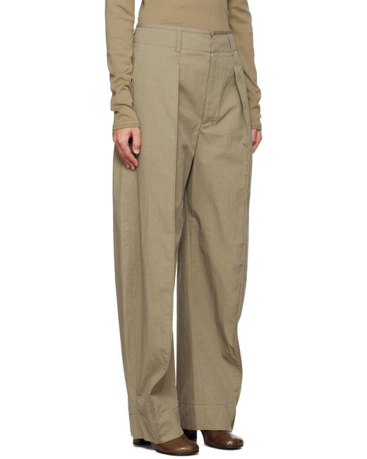 Lemaire Natural Khaki Curved Volume Trousers