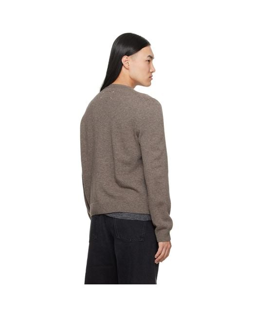 Maison Margiela Gray Fused Knit Wool Crewneck Sweater for men