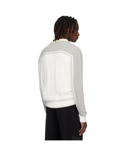 Casablanca White Off- & Tennis Boucle Long Sleeve Polo for men