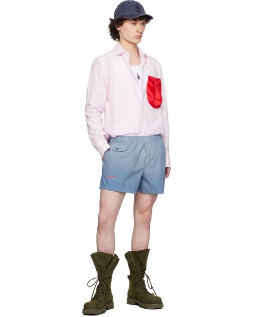 メンズ J.W. Anderson ブルー ロゴプリント ショートパンツ Blue