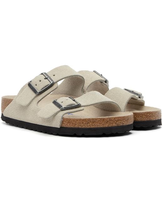 Birkenstock White Taupe Regular Arizona Soft Footbed Sandals
