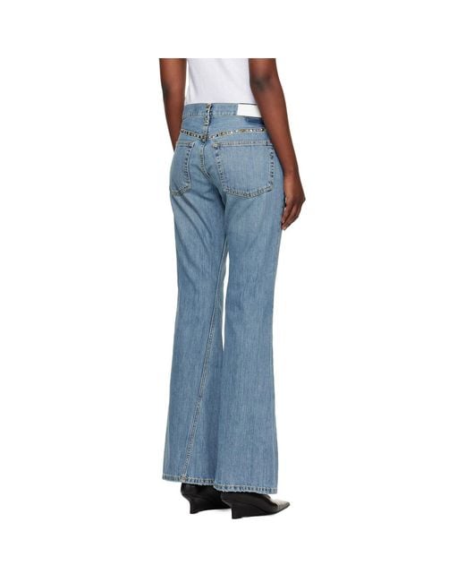 Re/done Blue Twisted Mid Rise Bootcut Jeans