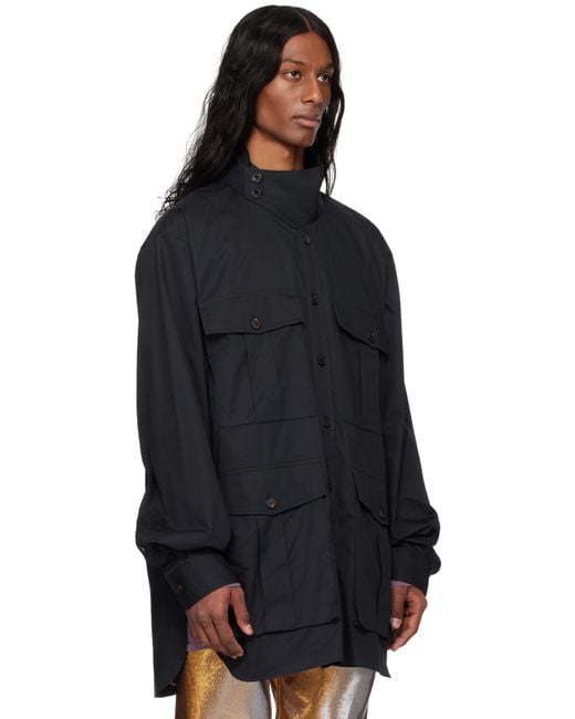 Dries Van Noten Black Twill Overshirt for men