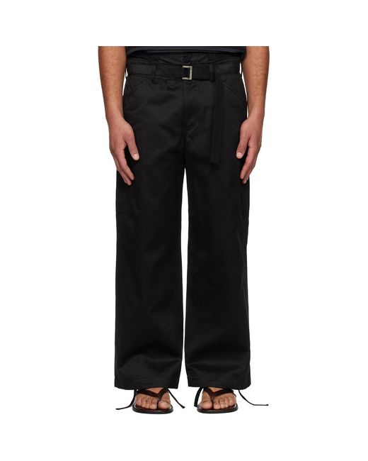 Sacai Black Cotton Chino & Nylon Twill Cargo Pants for men