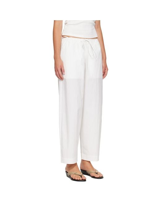St. Agni White Fine Rouleau Crop Trousers
