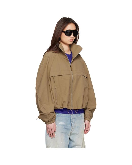 Acne Multicolor Tan Nylon Logo Jacket