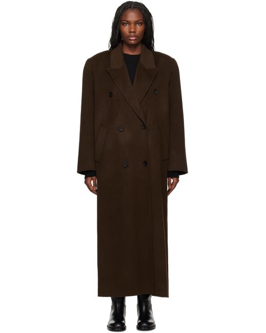Frankie Shop ブラウン Gaia ダブルブレスト コート Black