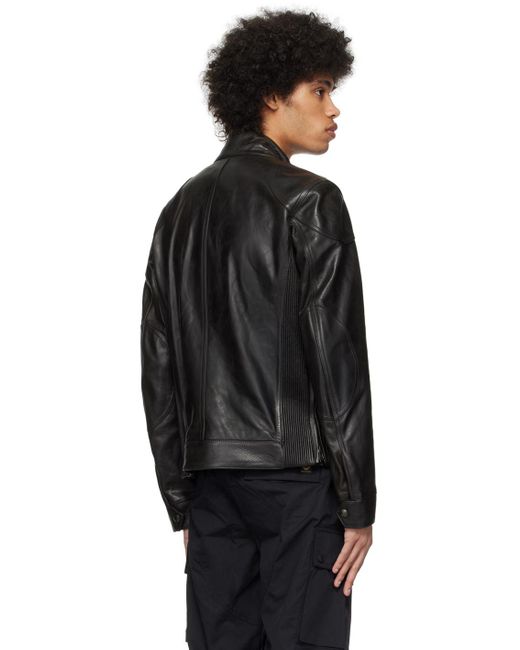 Belstaff Black Hand Waxed Gangster Leather Jacket for men