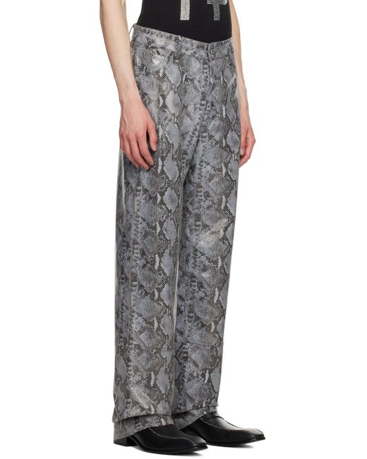 Theophilio Black Ssense Exclusive Snake Print Leather Pants for men