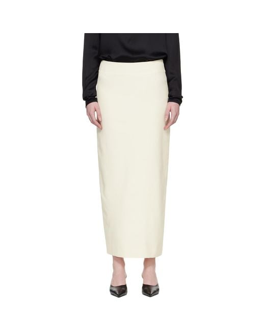 Totême White Off- Light Wool Maxi Skirt