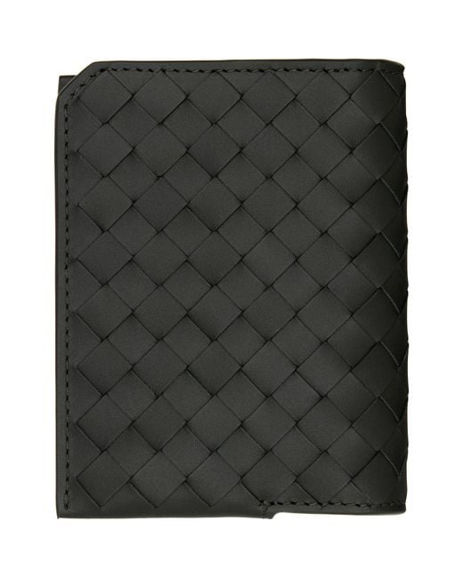 Bottega Veneta Black Intrecciato Piccolo Flap Card Holder for men