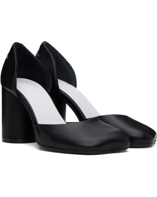 MM6 by Maison Martin Margiela Black Shiny Vegetable Tanned Leather Court Heels