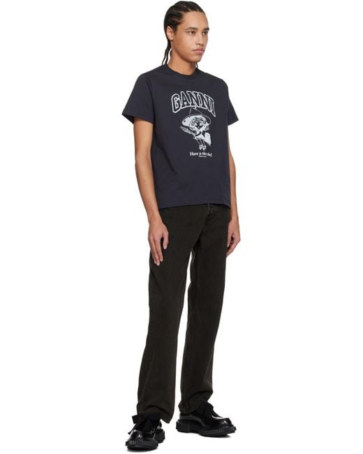 【GANNI】ブラック Basic Cotton Witch リラックス Tシャツ Phantom Black Basic Cotton Witch Relaxed T-shirt | GANNI US