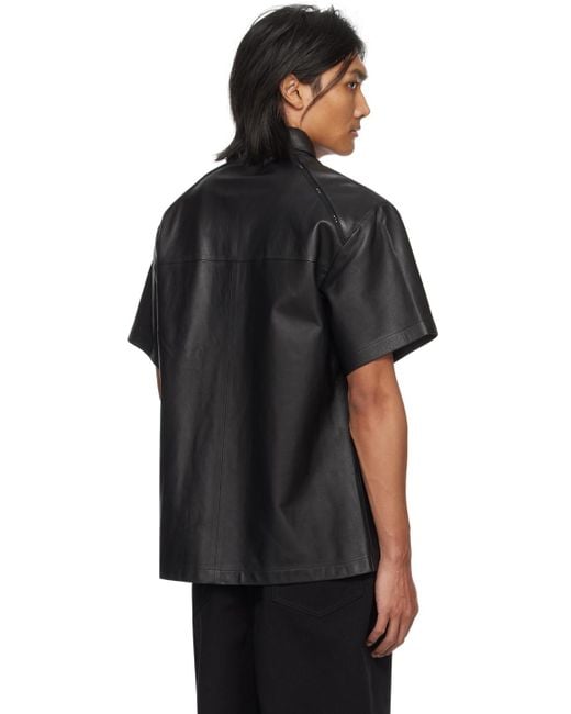 RTA Black Pocket Leather Shirt for men