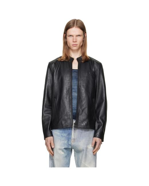 DIESEL Black L-Tad-Wrd Leather Jacket for men