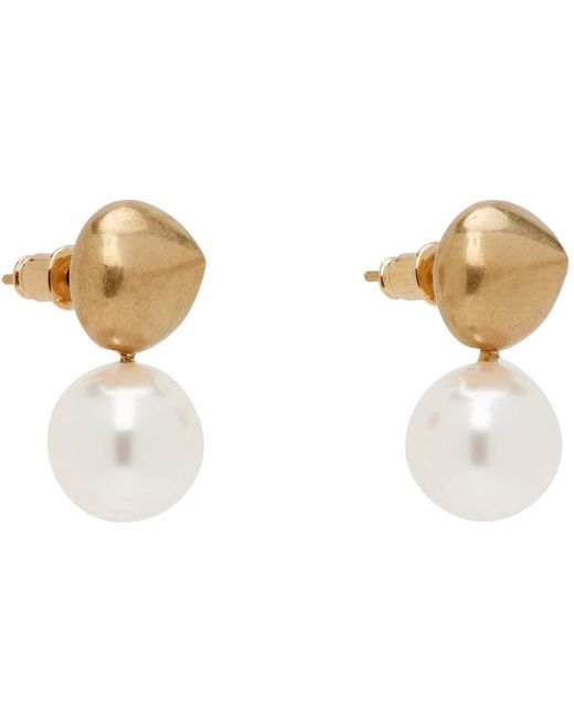 Boucles d'oreilles dorées à pendentif à perle Ferragamo en coloris Black