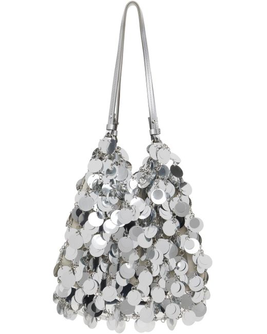 Rabanne White Large Sparkle Disc Tote