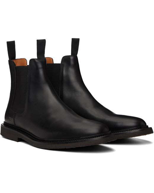 Common Projects Black Leather Chelsea Boots for men