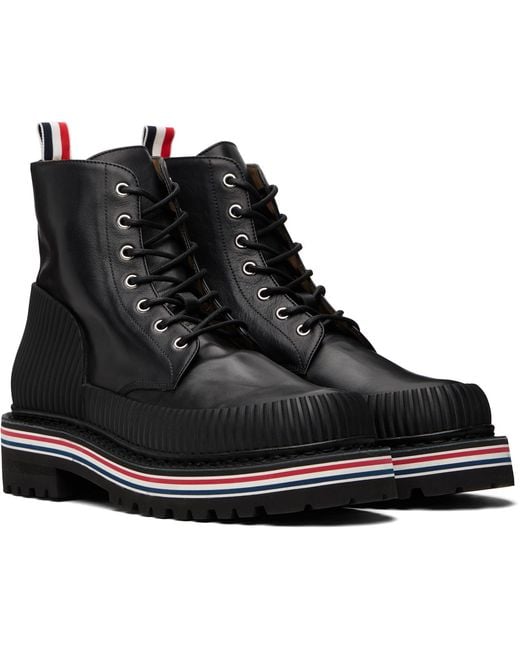 Thom Browne Black Vitello Calf Hiking Sole All Terrain Boots for men