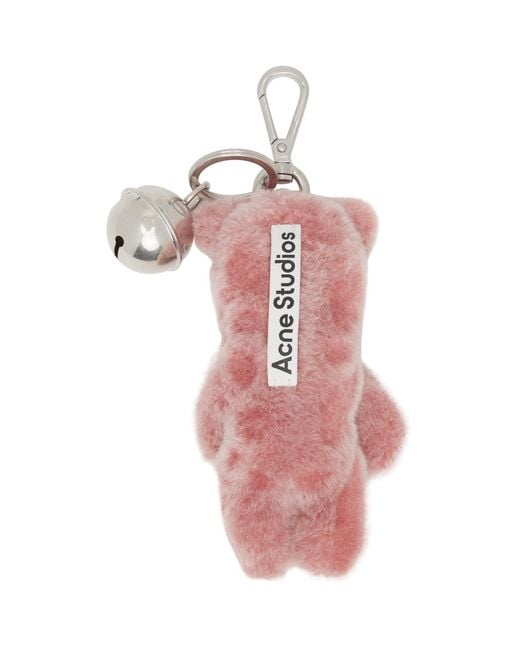 Acne Pink Teddy Bear Keychain for men