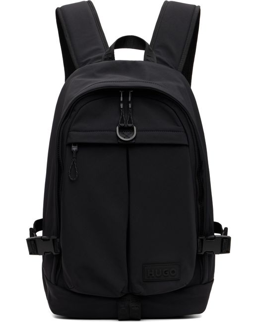 HUGO Black Logo Patch Backpack for men