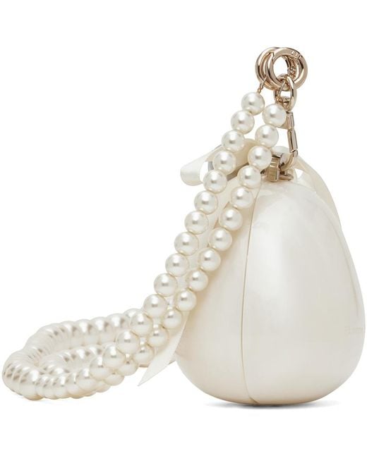 Simone Rocha White Off- Bell Charm Nano egg Bag
