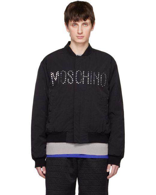 Moschino Black Embellished Bomber Jacket for men