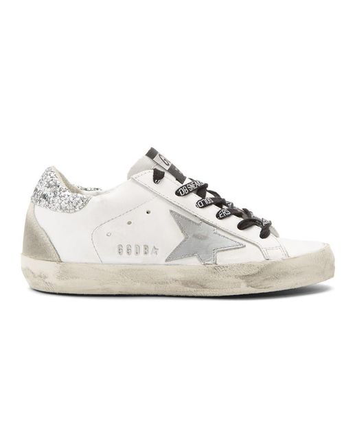 Golden Goose Deluxe Brand Multicolor White And Silver Glitter Tab Superstar Sneakers