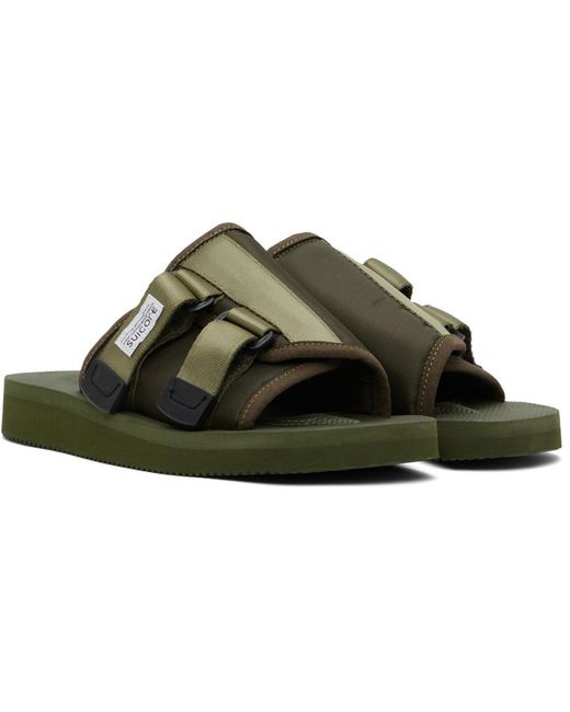 Suicoke Black Green Kaw-cab Sandals for men