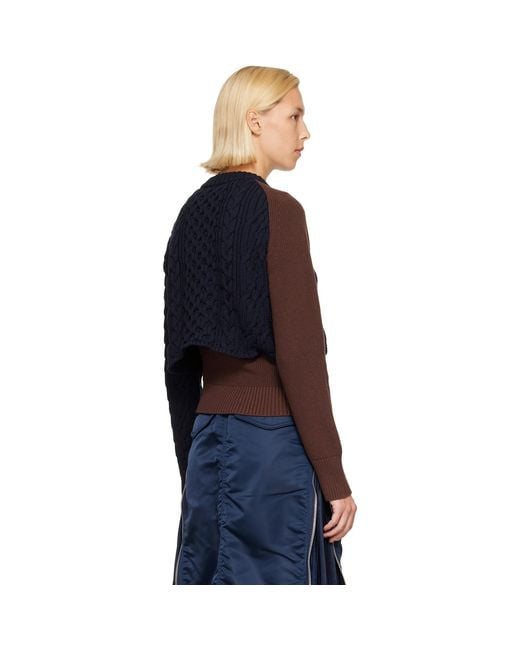 Sacai Blue Cotton Cashmere Knit Sweater