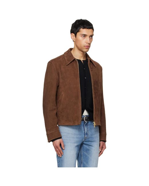 TONYWACK Black Buckle Zip Goat Suede Jacket for men