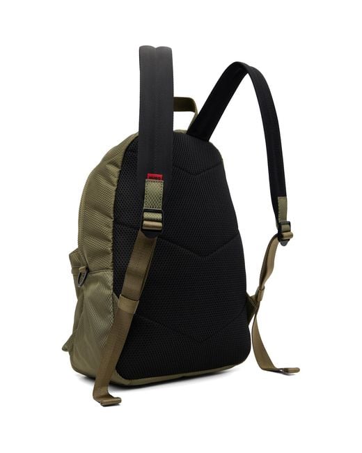 HUGO Green Khaki Embossed-Logo Backpack for men