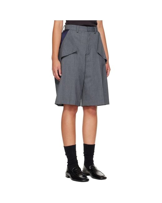 Undercover Gray Up2F1505 Long Panel Shorts