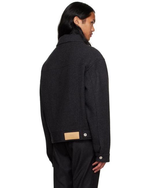 Ami Paris Gray Boxyfit Jacket in Black for Men Lyst
