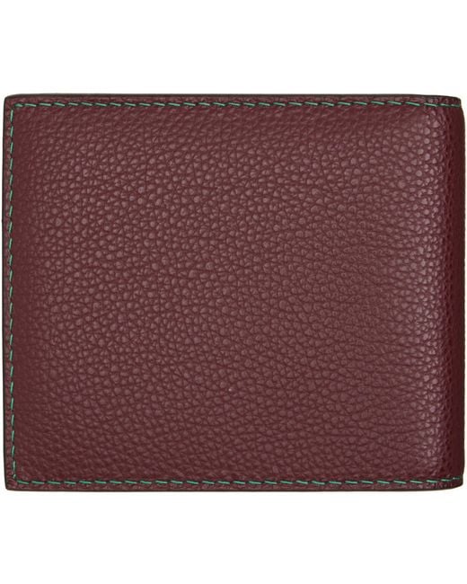 Marni Purple Burgundy Contrast Stitching Leather Bifold Wallet for men