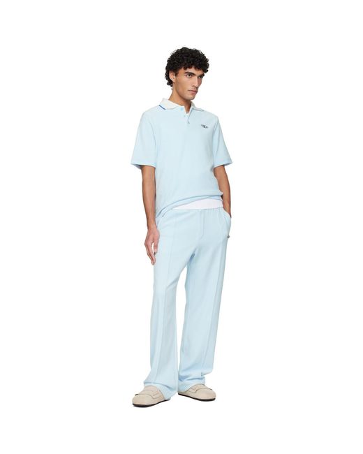 Casablanca Blue Velour Short Sleeve Polo for men