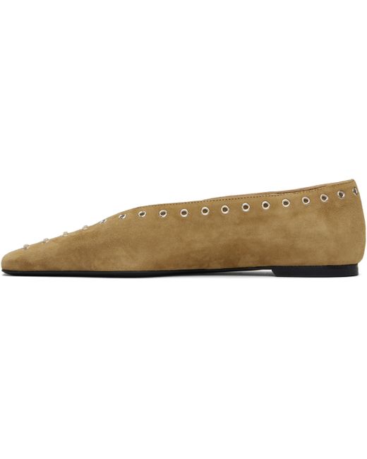 Totême  Black Tan Suede Lace-Up Ballerina Flats