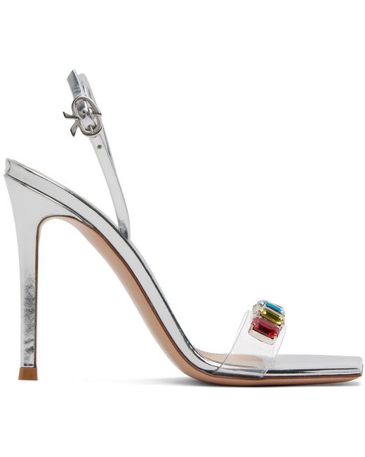 Sandales À Talon Aiguille Ribbon Candy Argentées Gianvito Rossi en coloris Metallic