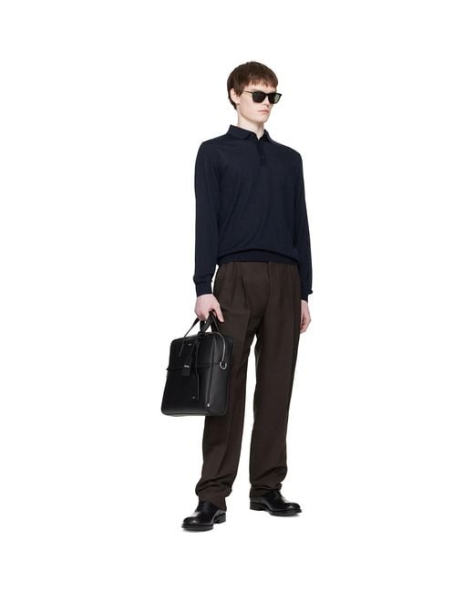 Boss Black Foil-Print Logo Briefcase for men