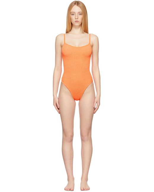 Hunza G Synthetic Pamela One piece Swimsuit In Orange Lyst