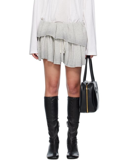 Acne グレー レイヤード フリース ミニスカート White