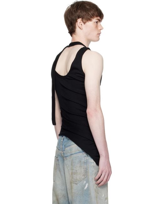 Jean Paul Gaultier Twisted Double Layered Tank Top in Black for