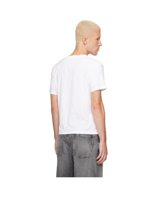 Acne White '1996' Logo T-Shirt for men