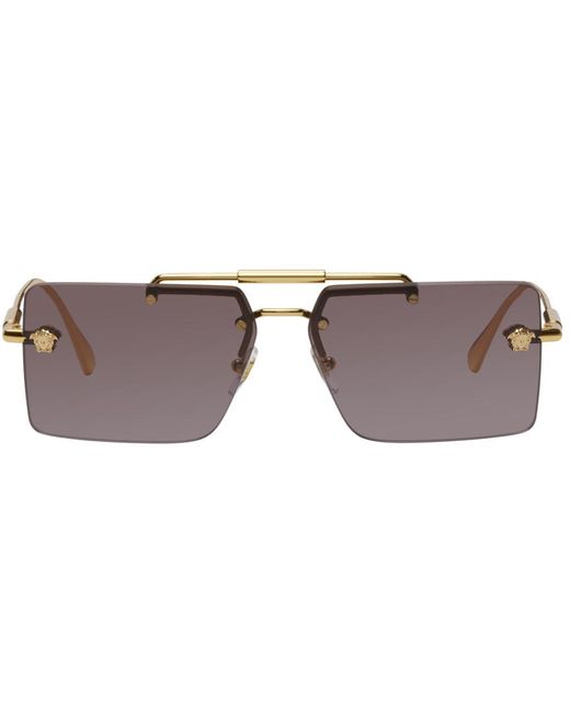 Versace Black Gold Rimless Sunglasses for men